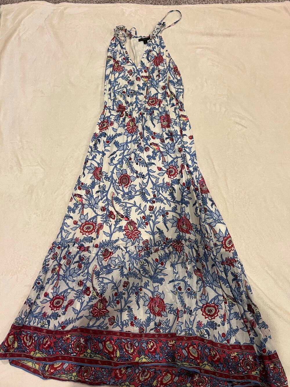 J Crew floral maxi dress with tie straps